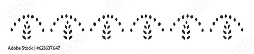 Scandi garden sprig floral banner in low brow style. Quirky nature plant borders for hand drawn linocut graphic design. 