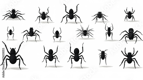 Different types of spiders, different sizes and shapes. Generative AI © DZMITRY