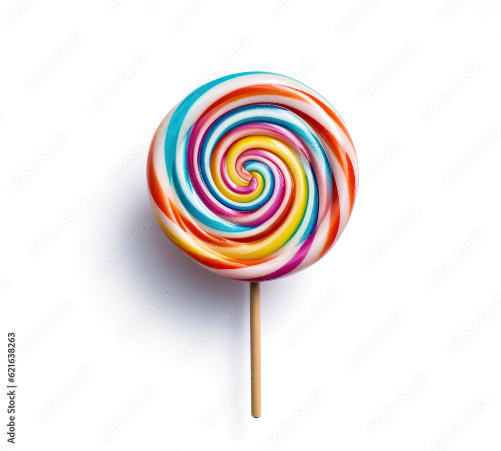 Colorful spiral lollipop on a white background. Generative AI Colorful spiral lollipop on a white background. Generative AI