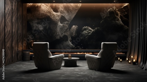 Luxurious modern interior in gray tones.Generative AI