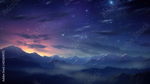 lake, night sky with stars and starry sky at dawn.Generative AI © DZMITRY