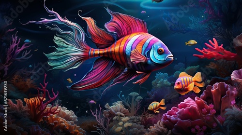 colorful fish in the water ai generated