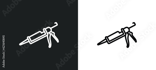 caulk gun outline icon in white and black colors. caulk gun flat vector icon from construction and tools collection for web, mobile apps and ui.