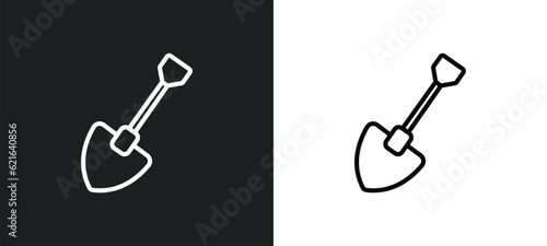 spade outline icon in white and black colors. spade flat vector icon from construction and tools collection for web, mobile apps and ui. photo