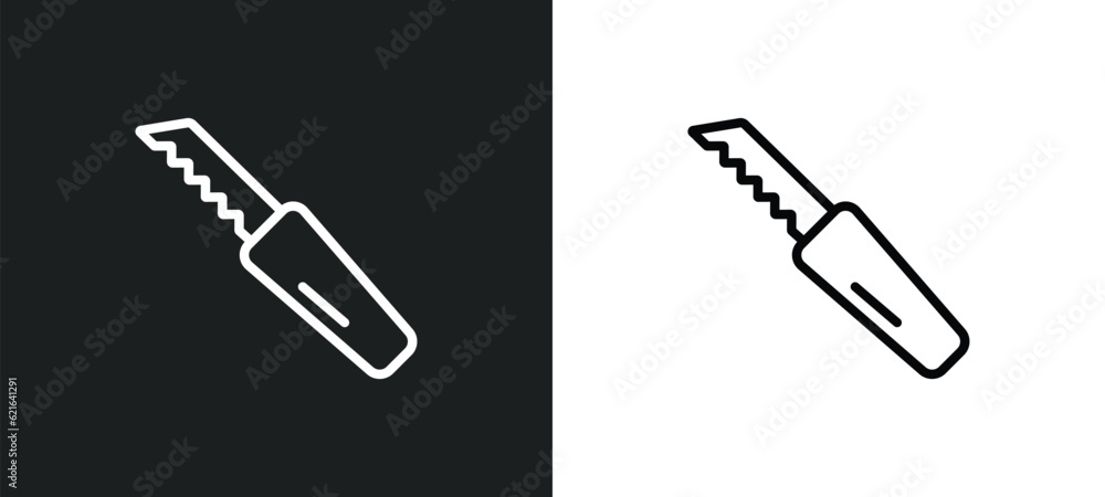 retractable trimming knife outline icon in white and black colors. retractable trimming knife flat vector icon from construction collection for web, mobile apps and ui.