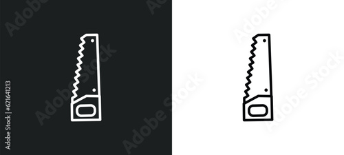 wood saw outline icon in white and black colors. wood saw flat vector icon from construction collection for web, mobile apps and ui.