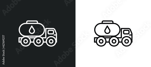 fuel truck outline icon in white and black colors. fuel truck flat vector icon from construction collection for web, mobile apps and ui.