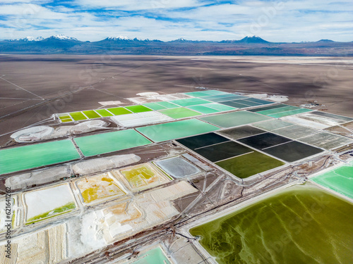 Lithium fields in the Atacama desert in Chile, South America - a surreal landscape where batteries are born