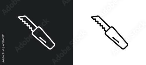 retractable trimming knife outline icon in white and black colors. retractable trimming knife flat vector icon from construction collection for web, mobile apps and ui.