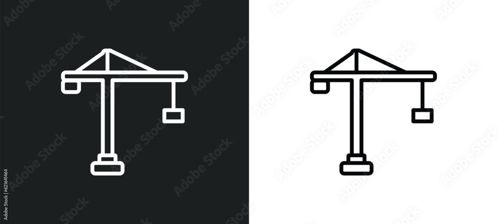 Obraz premium crane outline icon in white and black colors. crane flat vector icon from construction collection for web, mobile apps and ui.