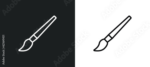 paint brush outline icon in white and black colors. paint brush flat vector icon from construction collection for web, mobile apps and ui.