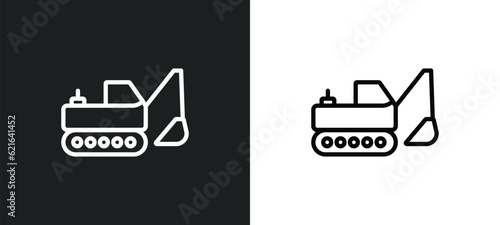excavator outline icon in white and black colors. excavator flat vector icon from construction collection for web, mobile apps and ui.