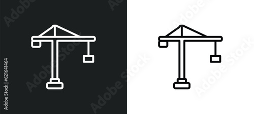 crane outline icon in white and black colors. crane flat vector icon from construction collection for web, mobile apps and ui.