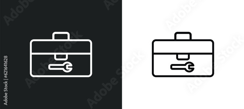 toolbox outline icon in white and black colors. toolbox flat vector icon from construction collection for web, mobile apps and ui.