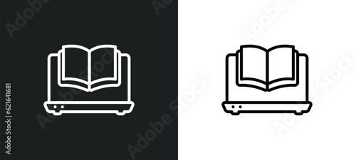 laptop educational tool outline icon in white and black colors. laptop educational tool flat vector icon from computer collection for web, mobile apps and ui.