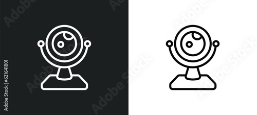 round webcam outline icon in white and black colors. round webcam flat vector icon from computer collection for web, mobile apps and ui.