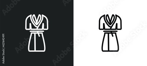 housecoat outline icon in white and black colors. housecoat flat vector icon from clothes collection for web, mobile apps and ui.