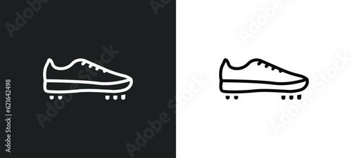 soccer shoe outline icon in white and black colors. soccer shoe flat vector icon from clothes collection for web, mobile apps and ui.