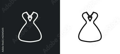 chiffon dress outline icon in white and black colors. chiffon dress flat vector icon from clothes collection for web, mobile apps and ui.