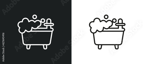 bathtub cleaning outline icon in white and black colors. bathtub cleaning flat vector icon from cleaning collection for web, mobile apps and ui.