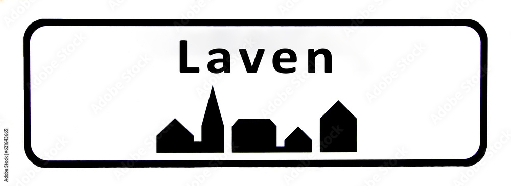 City sign of Laven - Laven Byskilt