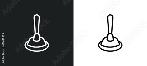 plunger cleanin outline icon in white and black colors. plunger cleanin flat vector icon from cleaning collection for web, mobile apps and ui.