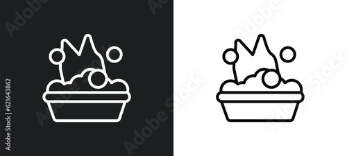 washing cleanin outline icon in white and black colors. washing cleanin flat vector icon from cleaning collection for web, mobile apps and ui.