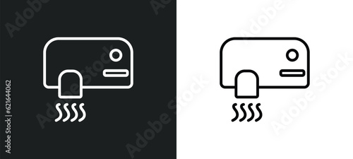 hand dryer outline icon in white and black colors. hand dryer flat vector icon from cleaning collection for web, mobile apps and ui.