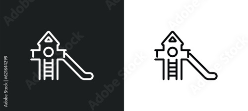 slide outline icon in white and black colors. slide flat vector icon from city elements collection for web, mobile apps and ui.