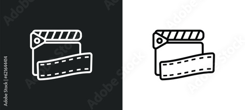 movie film outline icon in white and black colors. movie film flat vector icon from cinema collection for web, mobile apps and ui.