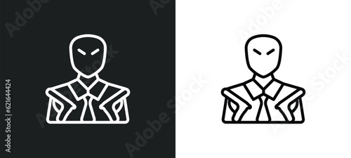 hitman outline icon in white and black colors. hitman flat vector icon from cinema collection for web, mobile apps and ui.