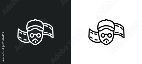 film director outline icon in white and black colors. film director flat vector icon from cinema collection for web, mobile apps and ui.