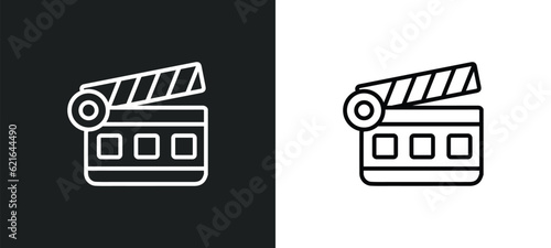 cinema flapper outline icon in white and black colors. cinema flapper flat vector icon from cinema collection for web, mobile apps and ui.