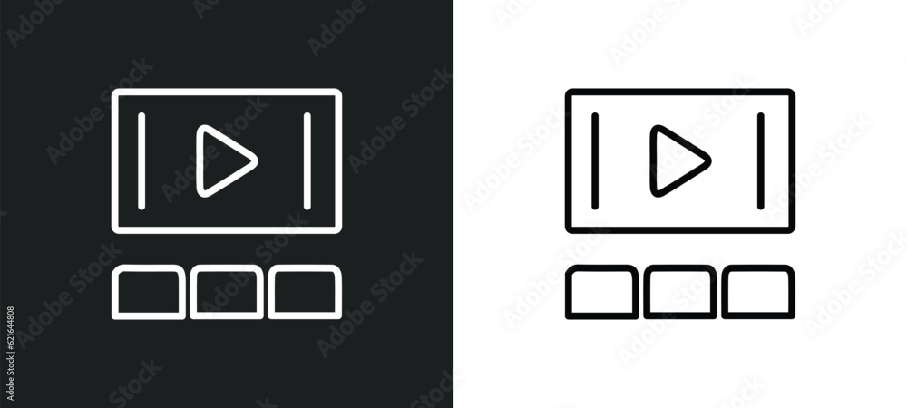 movie theatre outline icon in white and black colors. movie theatre flat vector icon from cinema collection for web, mobile apps and ui.