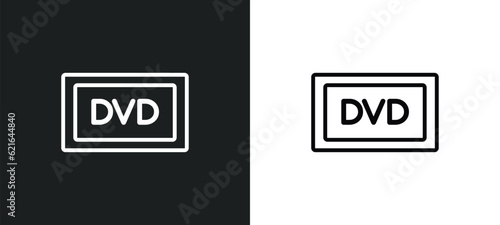 dvd outline icon in white and black colors. dvd flat vector icon from cinema collection for web, mobile apps and ui.