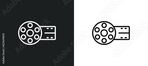 big film roll outline icon in white and black colors. big film roll flat vector icon from cinema collection for web, mobile apps and ui.