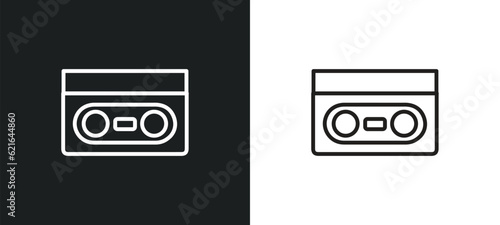 inclined videocaste outline icon in white and black colors. inclined videocaste flat vector icon from cinema collection for web, mobile apps and ui.