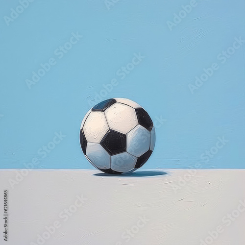 Soccer ball against a light blue background  capturing the essence of the beloved sport. Generative Ai  Ai.