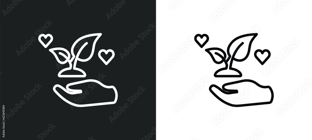 enviromental protection outline icon in white and black colors. enviromental protection flat vector icon from charity collection for web, mobile apps and ui.