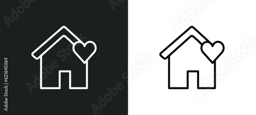 shelter outline icon in white and black colors. shelter flat vector icon from charity collection for web, mobile apps and ui.