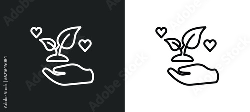 enviromental protection outline icon in white and black colors. enviromental protection flat vector icon from charity collection for web  mobile apps and ui.