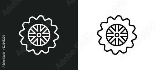 car sprocket outline icon in white and black colors. car sprocket flat vector icon from car parts collection for web, mobile apps and ui.