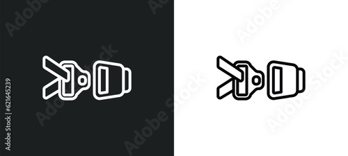 car seat belt or safety belt outline icon in white and black colors. car seat belt or safety flat vector icon from car parts collection for web, mobile apps and ui.