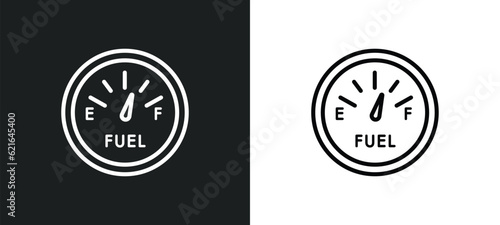 car fuel gauge outline icon in white and black colors. car fuel gauge flat vector icon from car parts collection for web, mobile apps and ui.