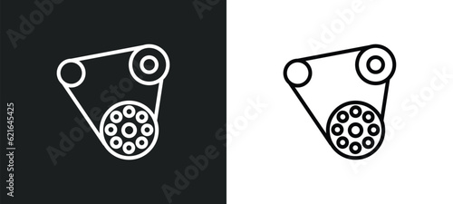 car fan belt outline icon in white and black colors. car fan belt flat vector icon from car parts collection for web, mobile apps and ui.
