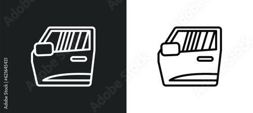 car door outline icon in white and black colors. car door flat vector icon from car parts collection for web, mobile apps and ui.