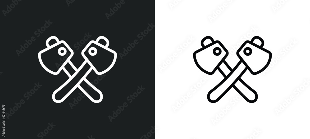 axes outline icon in white and black colors. axes flat vector icon from camping collection for web, mobile apps and ui.