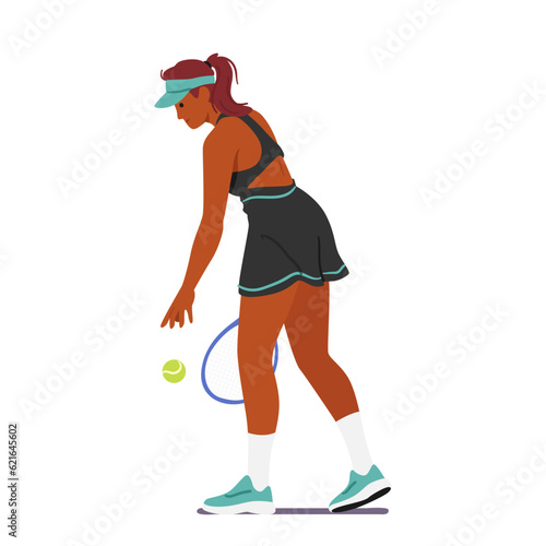 African Tennis-playing Woman Displaying Grace, Agility, And Fierce Determination On The Court, Black Female Character