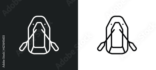 inflatable boat outline icon in white and black colors. inflatable boat flat vector icon from camping collection for web, mobile apps and ui.