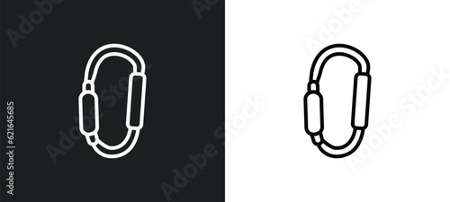 carabiner outline icon in white and black colors. carabiner flat vector icon from camping collection for web  mobile apps and ui.